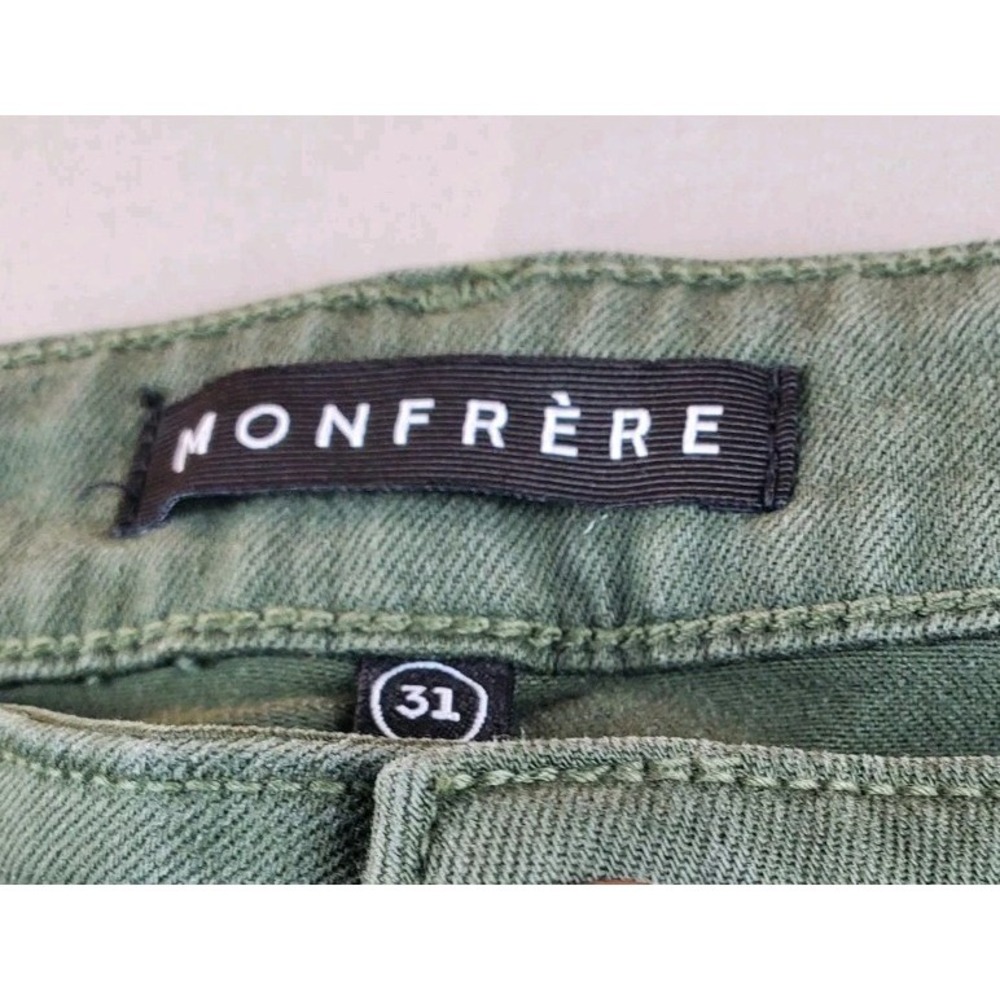 Monfrere Pants Mens 31 Green Army Stretch Performance Zip Pockets Japanese Denim - Picture 8 of 16